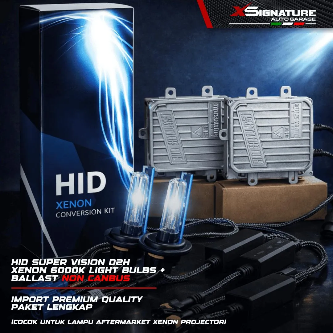 HID SUPER VISION D2H XENON 6000K LIGHT BULBS + BALLAST NON CANBUS IMPORT PREMIUM QUALITY PAKET LENGKAP (COCOK UNTUK LAMPU AFTERMARKET XENON PROJECTOR)