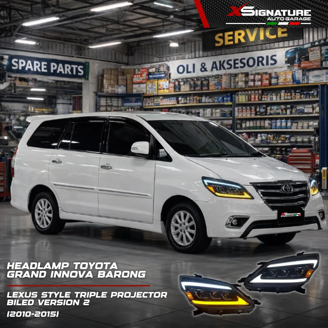 HEADLAMP TOYOTA GRAND INNOVA BARONG (2010-2015) LEXUS STYLE TRIPLE PROJECTOR BILED VERSION 2