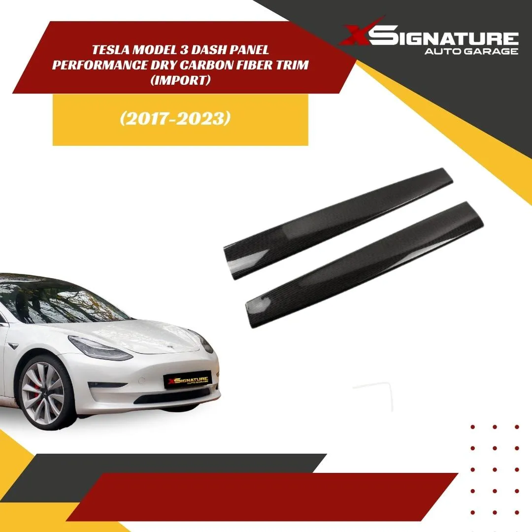 DASH PANEL PERFORMANCE DRY CARBON FIBER TRIM TESLA MODEL 3 2017-2023