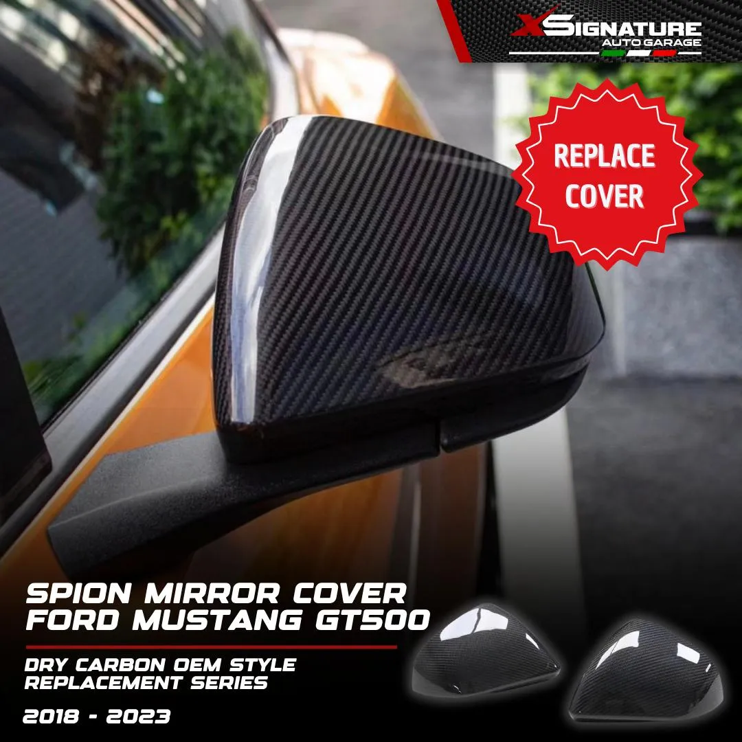 FORD MUSTANG (2013-2023) 2.3 ECOBOOST OEM STYLE DRY CARBON FIBER SIDE MIRROR COVER SPION REPLACEMENT SERIES (SYSTEM GANTI BUKAN TEMPEL COVER) ORIGINAL DRY CARBON FIBER 100% BUKAN CARBON CELUPAN ATAU STICKER