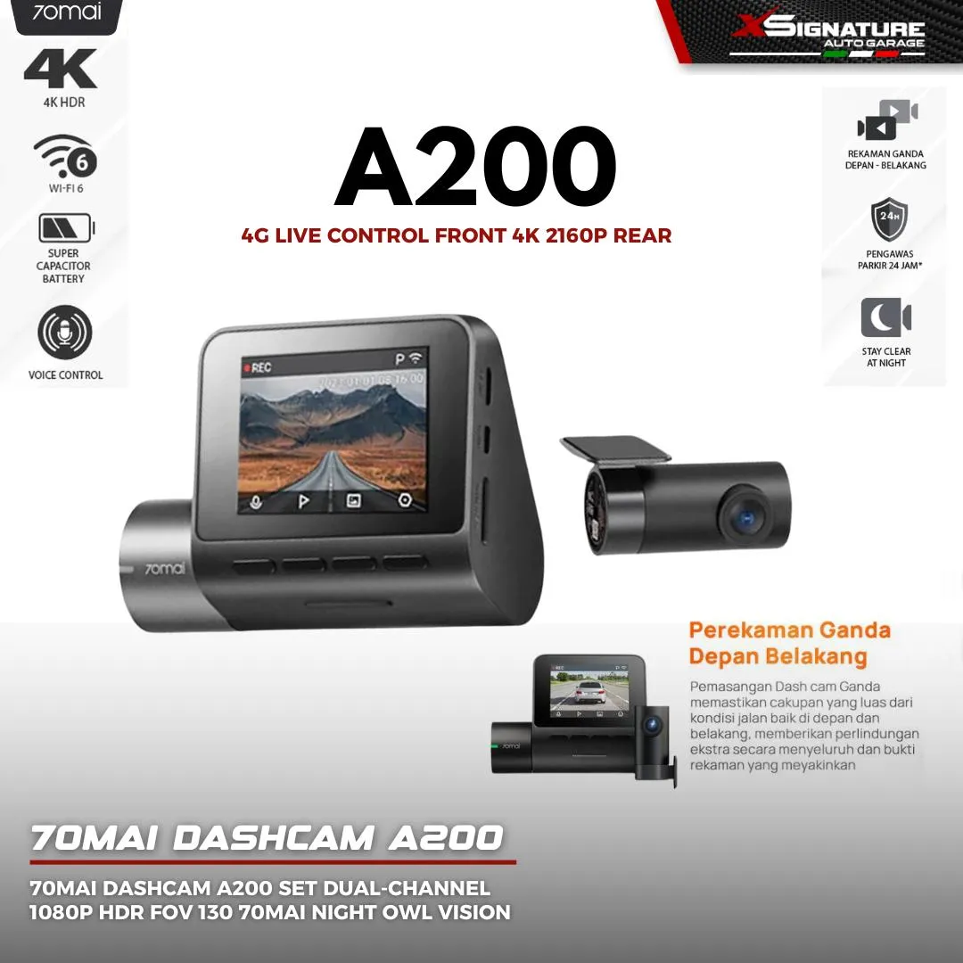 70MAI DASHCAM A200 SET DUAL-CHANNEL 1080P HDR FOV 130 70MAI NIGHT OWL VISION