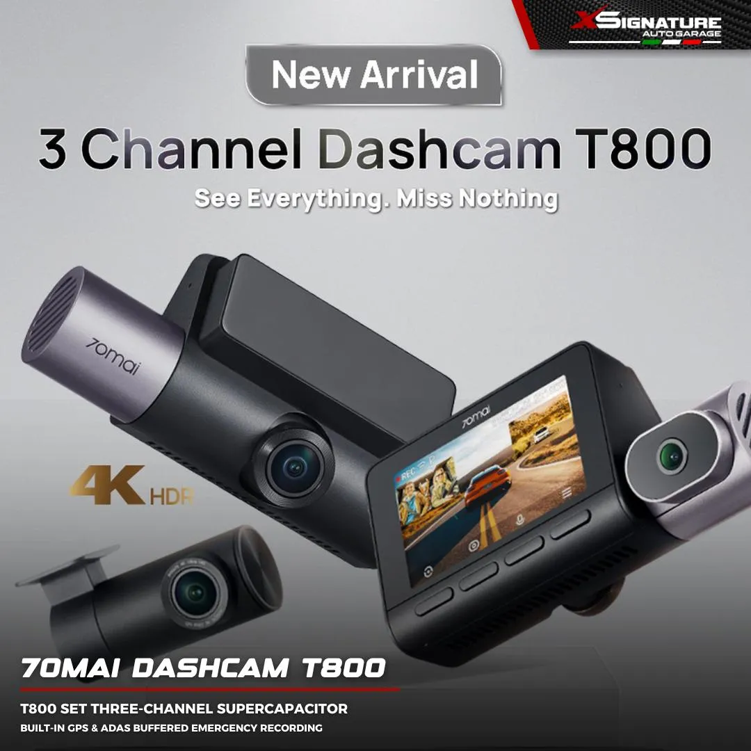 70MAI DASHCAM 4K T800 SET THREE-CHANNEL SUPERCAPACITOR BUILT-IN GPS & ADAS BUFFERED EMERGENCY RECORDING