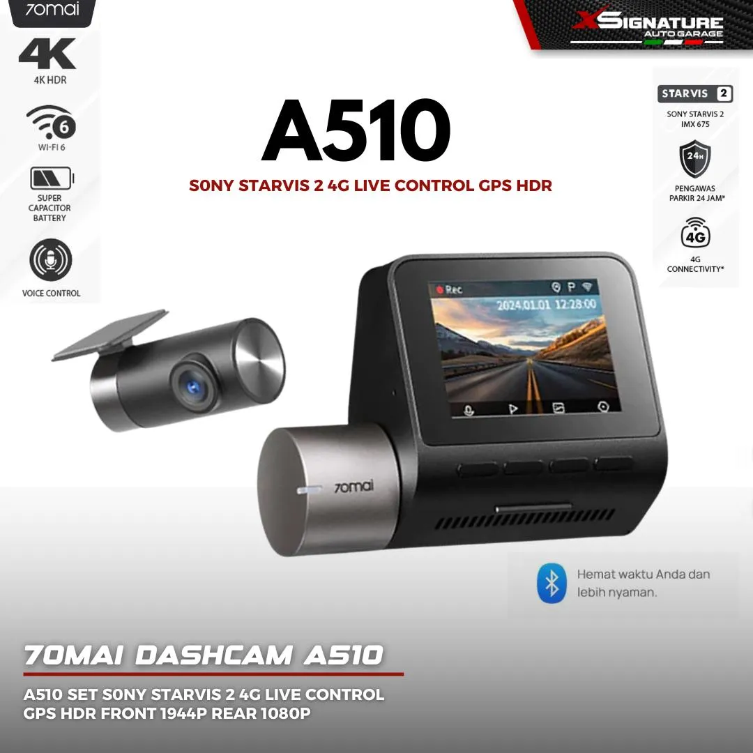 70MAI DASHCAM A510 SET S0NY STARVIS 2 4G LIVE CONTROL GPS HDR FRONT 1944P REAR 1080P