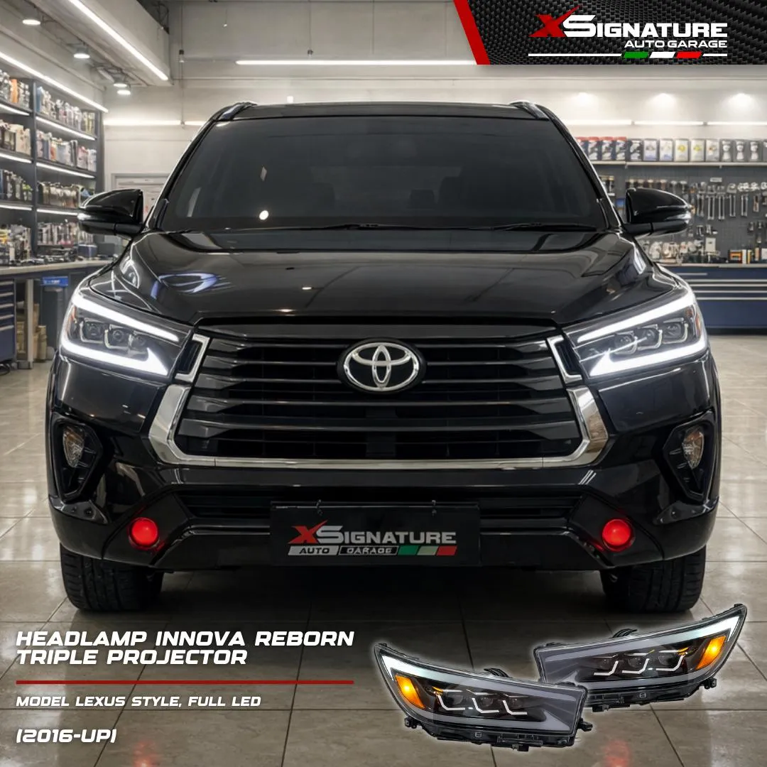 HEADLAMP INNOVA REBORN LEXUS STYLE TRIPLE PROJECTOR FULL LED WELCOME LIGHT 2016-UP