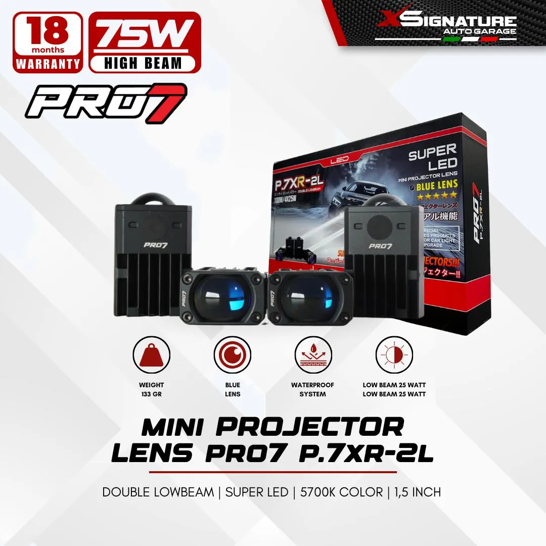 PRO7 P.7XR 2L | P.7XR HL PREMIUM LED MINI PROJECTOR, SINGLE BLUE LENS, 4X25 WATT