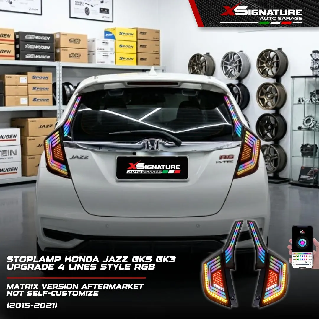 STOPLAMP HONDA JAZZ GK5 GK3 (2015-2021) UPGRADE 4 LINES STYLE RGB MATRIX VERSION AFTERMARKET NOT SELF-CUSTOMIZE