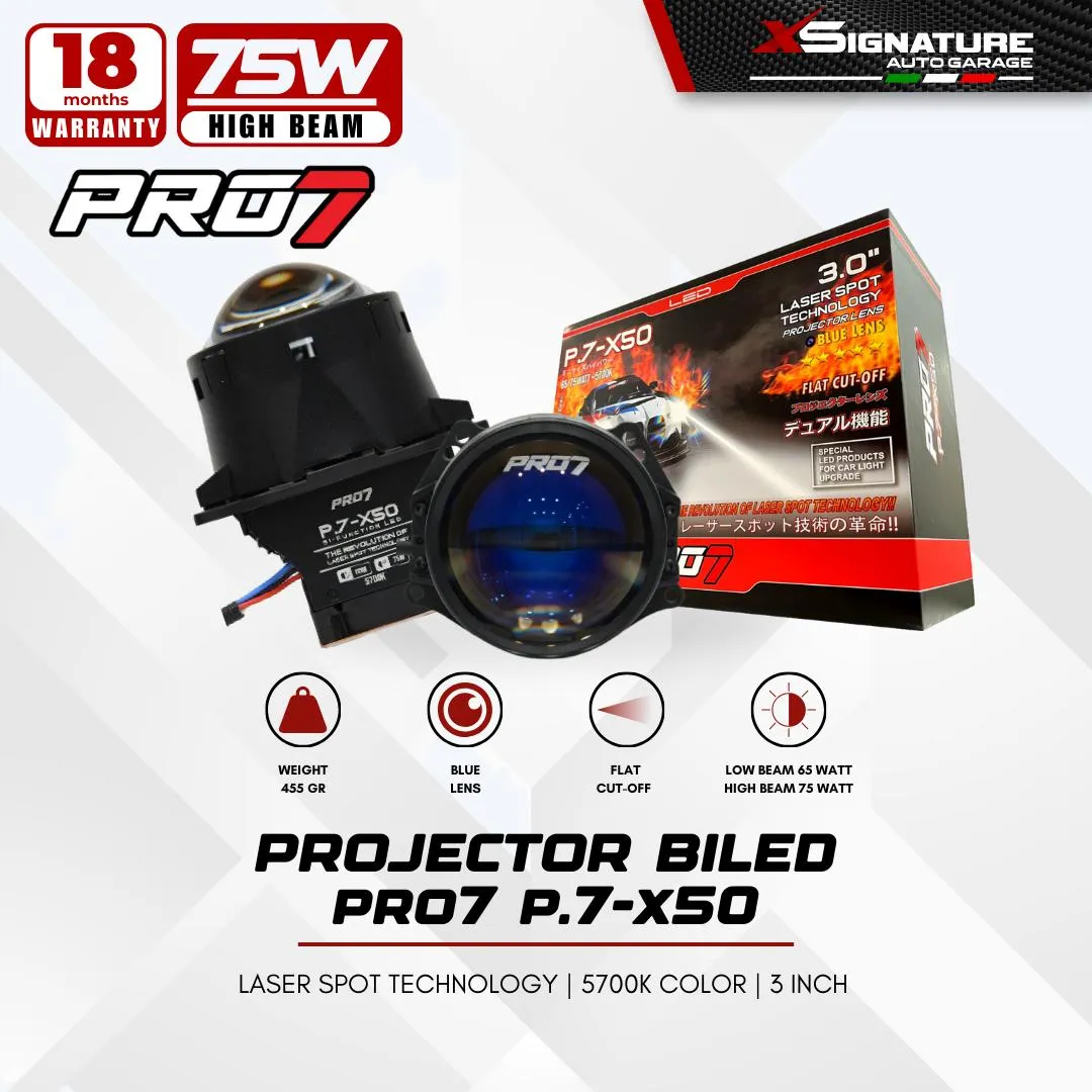 PRO7 P.7-X50 SUPER BILED PROJECTOR LENS 3 INCH HYBRID TECHNOLOGY FLAT CUT OFF