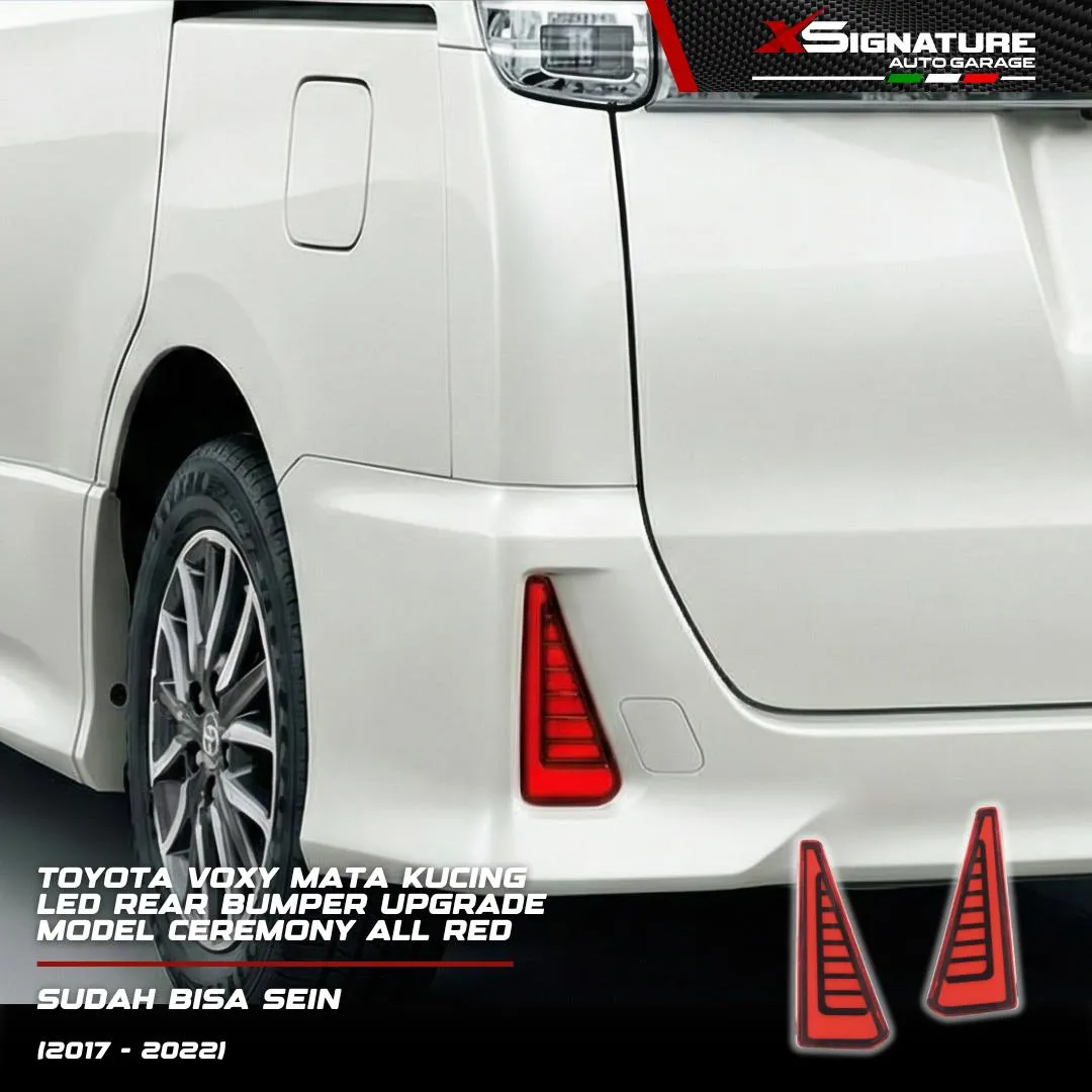 TOYOTA VOXY (2017 - 2022) MATA KUCING LED REAR BUMPER UPGRADE MODEL CEREMONY ALL RED LENGKAP RUNNING SEIN