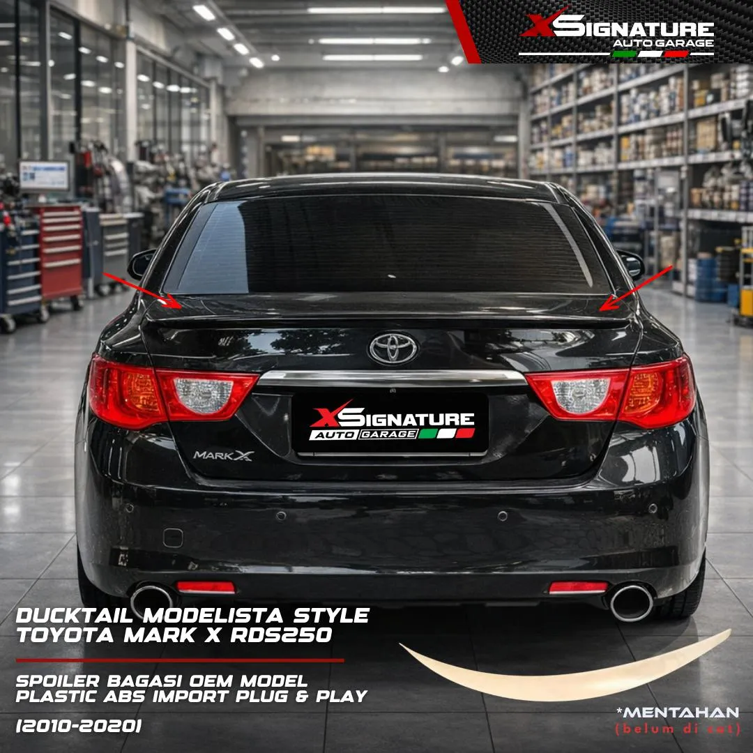 DUCKTAIL MODELISTA STYLE TOYOTA MARK X RDS250 (2010-2020) SPOILER BAGASI OEM MODEL PLASTIC ABS IMPORT PLUG & PLAY