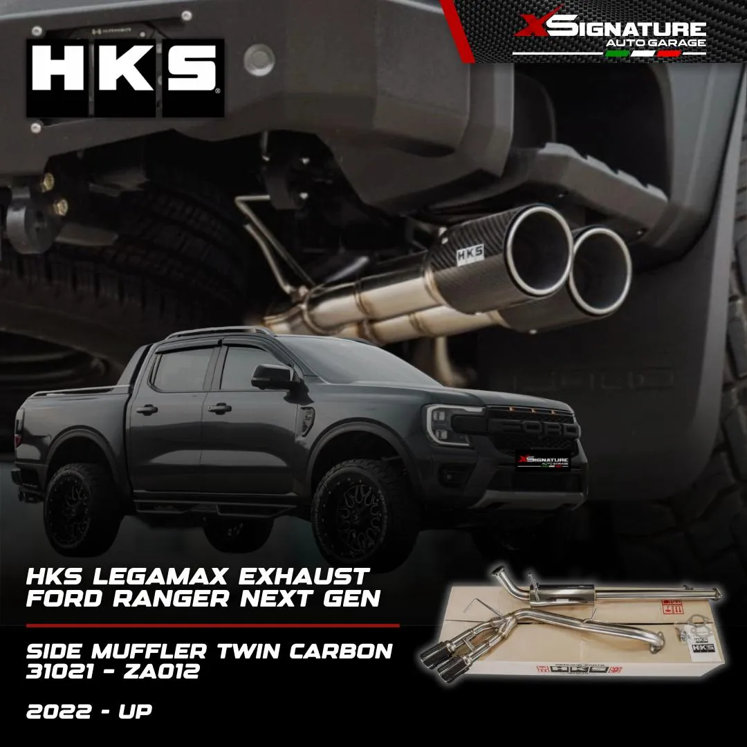 HKS EXHAUST FORD RANGER NEXT GEN 2022+ LEGAMAX SIDE MUFFLER TWIN CARBON